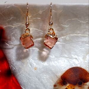 October birthstone dangle earrings in gold finish